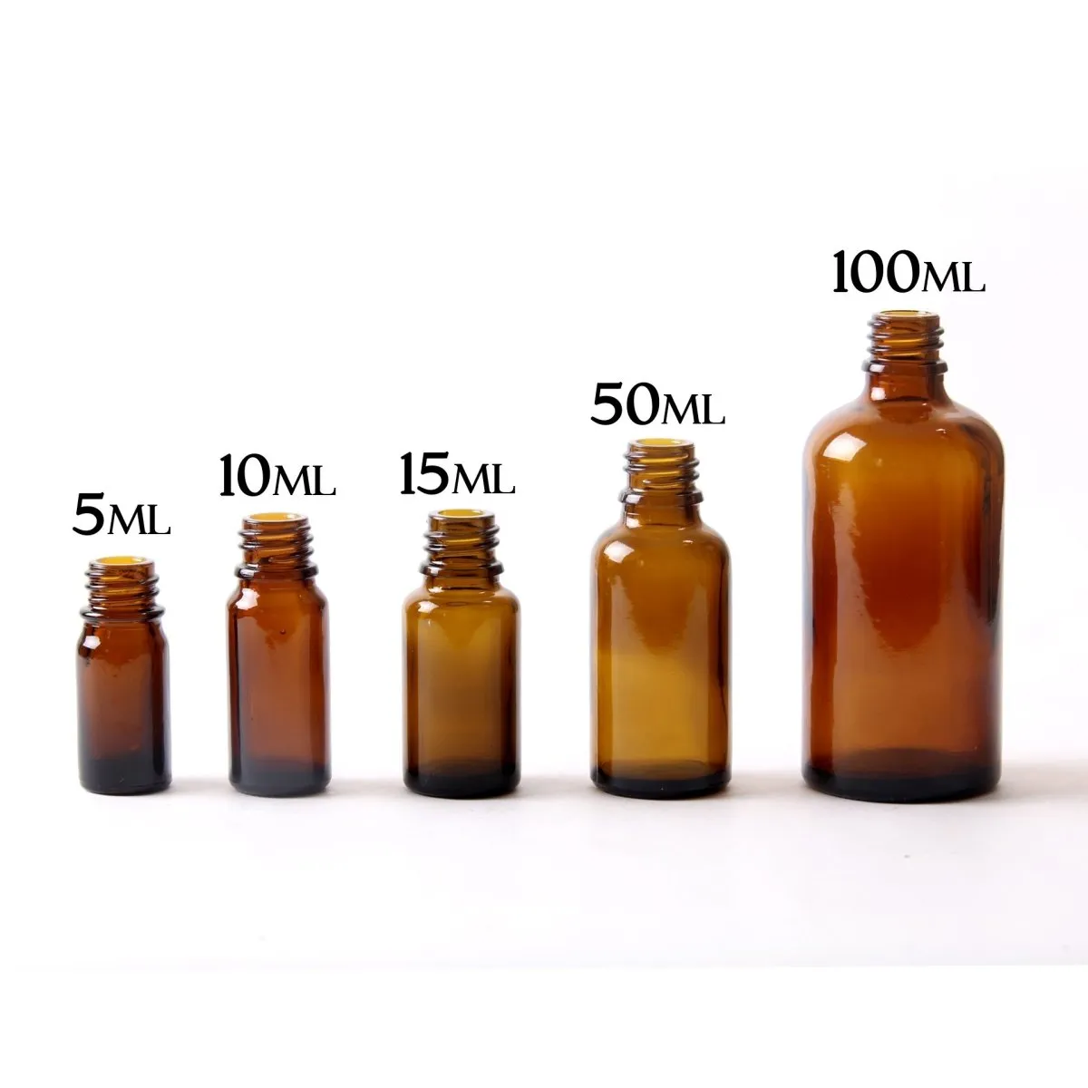15ml Amber Glass Boston Round Bottle (With White Tamper Evident Cap)