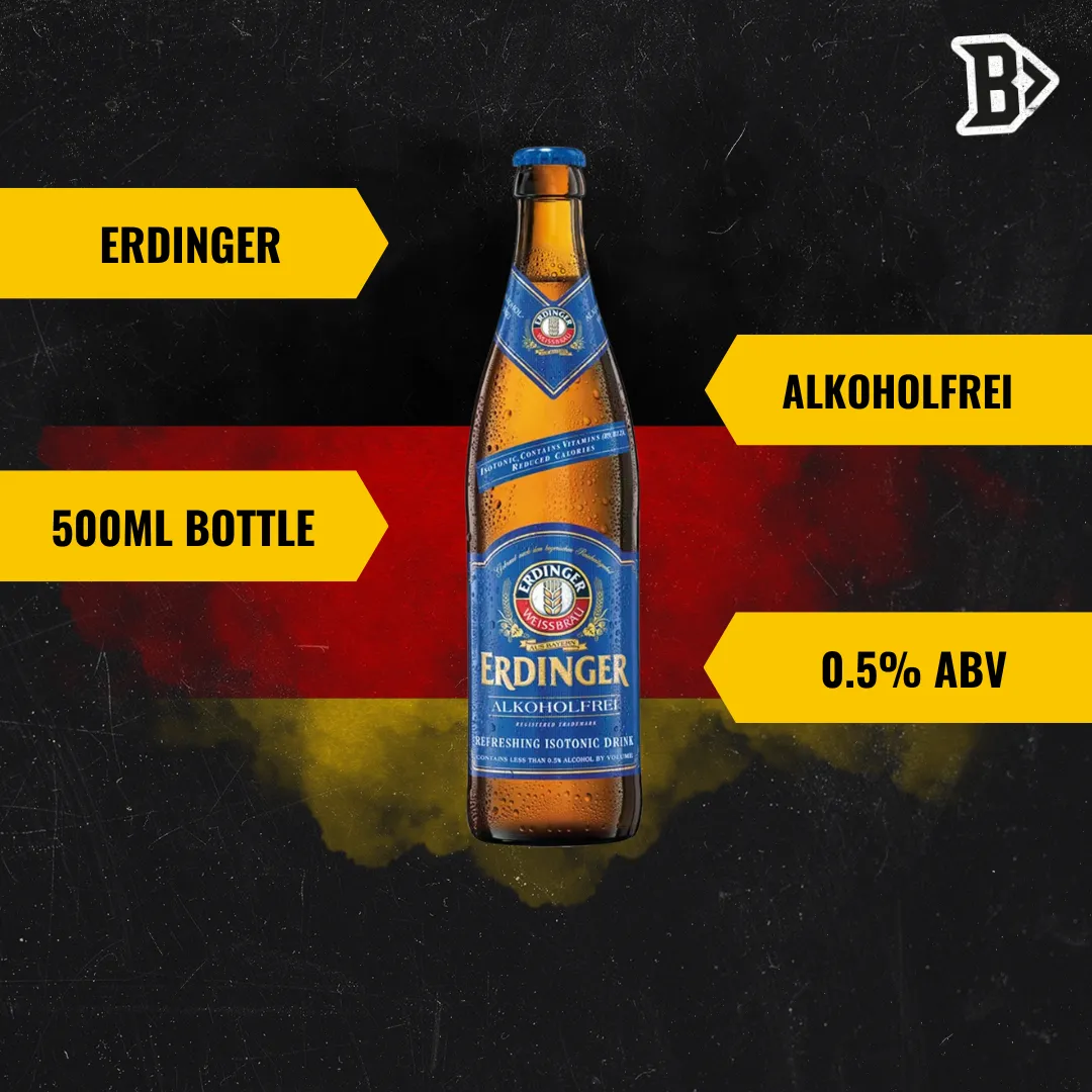 Erdinger Alkoholfrei German Alcohol Free Wheat Beer 500ml Bottles - 0.5% ABV (12 Pack)