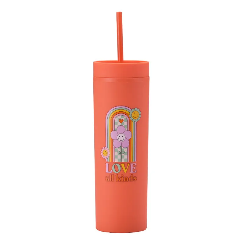 New Printed Plastic Cup with Straw